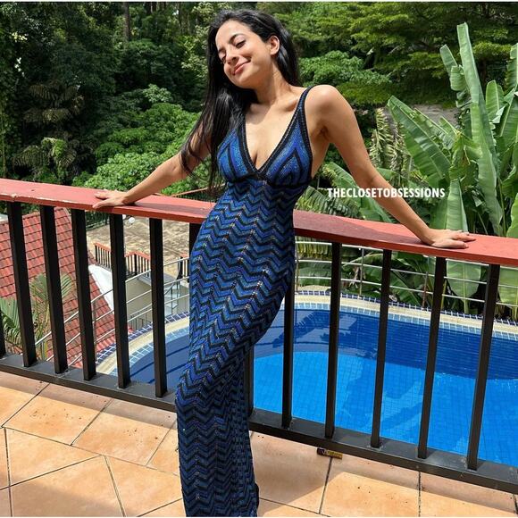 RARE!!! MANGO BLOGGER FAVE!!! Fitted Metallic Maxi Dress NWT - Picture 8 of 16